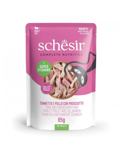 SCHESIR in jelly Tuna and chicken with ham - wet cat food - 85 g