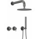Concealed shower set with overhead shower - with horizontal mixer