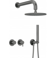 Concealed shower set with overhead shower - with horizontal mixer