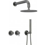 Concealed shower set with overhead shower - with horizontal mixer