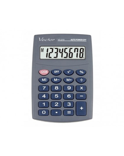 Vector KAV VC-210III pocket calculator, 8 digits, 64x98.5 mm, grey