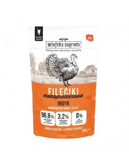WIEJSKA ZAGRODA Monoprotein Turkey Fillets – Wet food for cats – 85 g