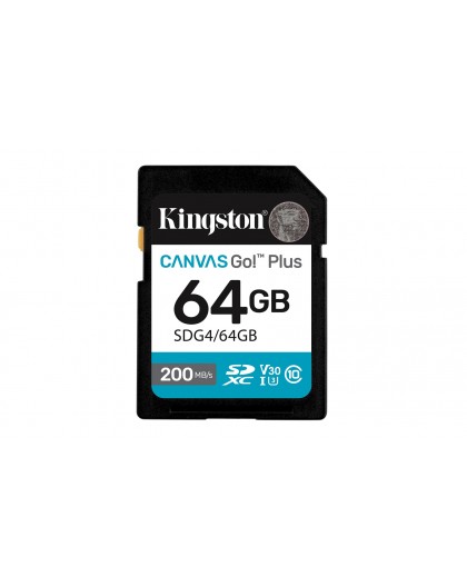 Kingston Technology Canvas Go! Plus 64GB SDXC Canvas Go Plus Gen4 200MB/s C10 UHS-I U3 V30