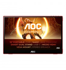 AOC 16G3 portable TV/monitor Portable monitor Black, Red 39.6 cm (15.6") TFT 1920 x 1080 pixels