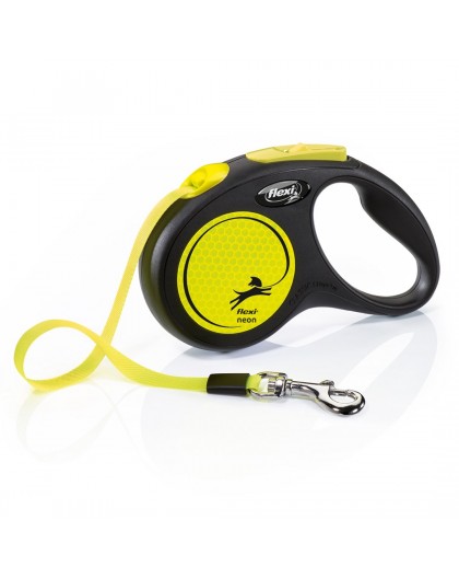Flexi New NEON 5 m Black, Yellow Dog Retractable lead