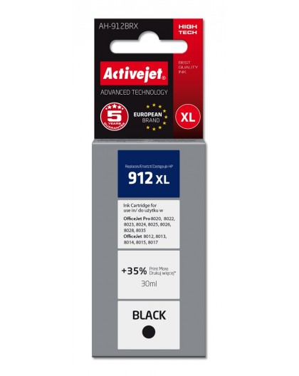 Activejet AH-912BRX Ink Cartridge (replacement for HP 912XL 3YL84AE Premium 1100 pages 30 ml, black)