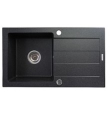 Single-bowl granite sink with drainer PYRAMIS SPARTA 76x44 1B 1D 70000101 black