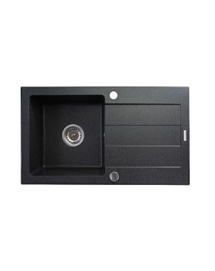 Single-bowl granite sink with drainer PYRAMIS SPARTA 76x44 1B 1D 70000101 black