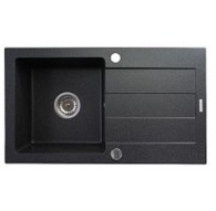 Single-bowl granite sink with drainer PYRAMIS SPARTA 76x44 1B 1D 70000101 black