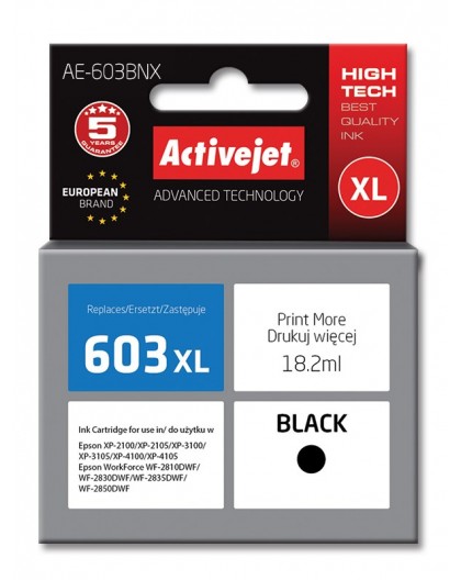 Activejet AE-603BNX ink (replacement for Epson 603XL T03A14 Supreme 18,2 ml black)