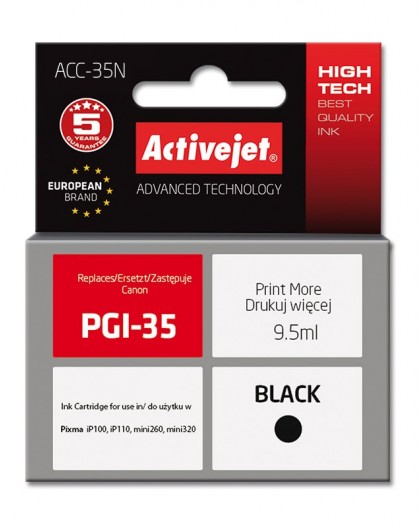 Activejet ACC-35N Ink cartridge (replacement for Canon PGI-35 Supreme 9.5 ml black)