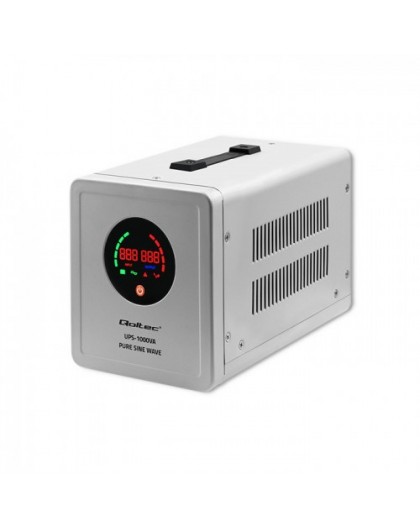 Qoltec Pure Sine Wave UPS | 1000VA | 700W | Grey