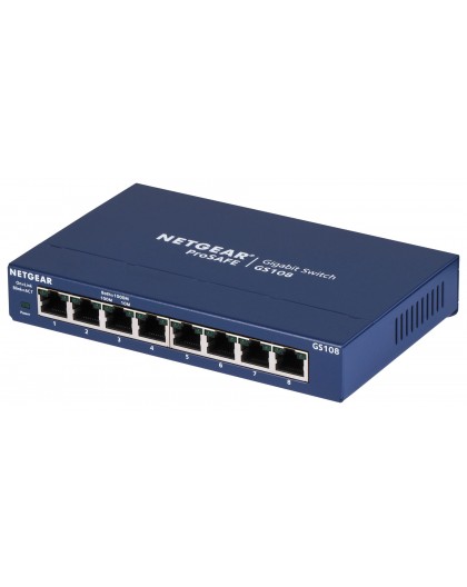 NETGEAR GS108GE network switch Unmanaged Gigabit Ethernet (10/100/1000) Blue