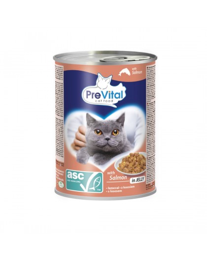 PREVITAL Cat Food with ASC salmon in jelly - wet food for cats - 415g