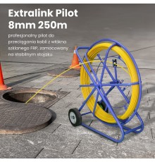 Extralink Pilot 8mm 250m | Pilot do przeciągania kabli | włókno szklane FRP, śr. 8mm, dł. 250m, żółty (EX.30905)