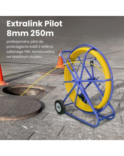 Extralink Pilot 8mm 250m | Pilot do przeciągania kabli | włókno szklane FRP, śr. 8mm, dł. 250m, żółty (EX.30905)