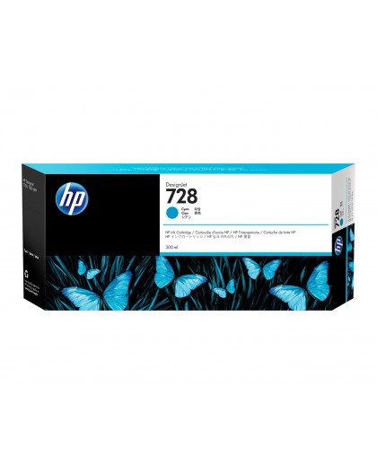 HP 728 300-ml Cyan DesignJet Ink Cartridge