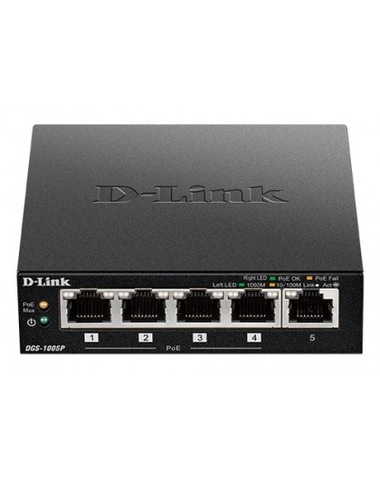 D-Link DGS-1005P/E network switch Unmanaged Gigabit Ethernet (10/100/1000) Power over Ethernet (PoE) Black