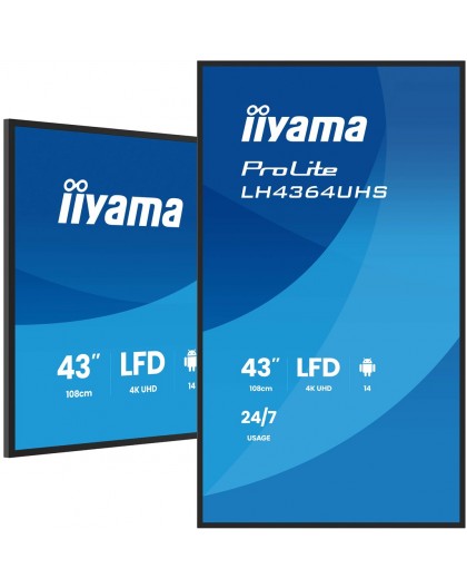 iiyama 43" 4K UHD Most powerful professional digital signage display with advanced control and connectivity options