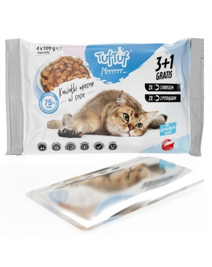 TUF TUF 2x with cod, 2x with trout - wet cat food - 4x100g