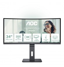 AOC CU34P3CV computer monitor 86.4 cm (34") 3440 x 1440 pixels UltraWide Quad HD LED Black