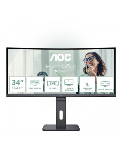 AOC CU34P3CV computer monitor 86.4 cm (34") 3440 x 1440 pixels UltraWide Quad HD LED Black