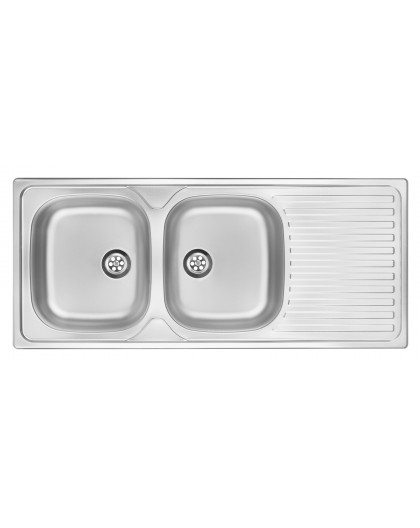 2-bowl steel sink with drainer