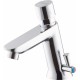 Timed washbasin mixer with temperature control - without closing the drain