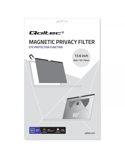 Qoltec GDPR Privacy Filter for MacBook Air 13.6" | Magnetic | Eye protection
