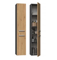 Topeshop NEL II ANT/ART bathroom storage cabinet Graphite, Oak