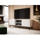 PAFOS RTV cabinet on black steel frame 150x40x60 cm white matt