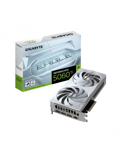 GIGABYTE GeForce RTX 5060 Ti EAGLE OC ICE 8G Graphics Card - 8GB GDDR7, 128bit, PCI-E 5.0, 2617MHz Core Clock, 3 x DisplayPort, 