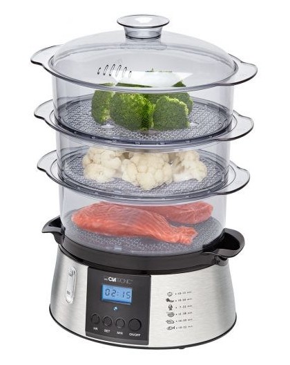 Clatronic DG 3547 steam cooker 3 basket(s) Black,Stainless steel 800 W