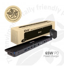CLUB3D UNIVERSAL USB Gen1 Type-C Triple Display Dynamic PD Charging Dock with 65 Watt PS ( VGA, HDMI, DP, ETHERNET)