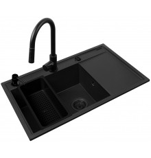 Set - PYRAMIS CAMEA (79X50) 1B 1D L sink + IDEA BLACK EDITION mixer tap - 070168402BE - Volcano