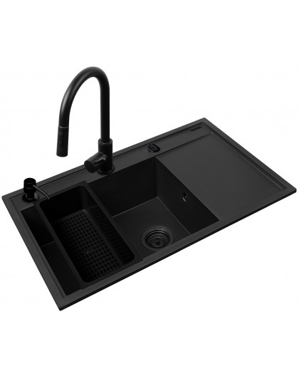 Set - PYRAMIS CAMEA (79X50) 1B 1D L sink + IDEA BLACK EDITION mixer tap - 070168402BE - Volcano