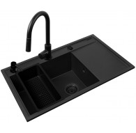 Set - PYRAMIS CAMEA (79X50) 1B 1D L sink + IDEA BLACK EDITION mixer tap - 070168402BE - Volcano