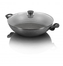 Granite induction wok with 2 handles and lid Ballarini Ferrara - 36 cm