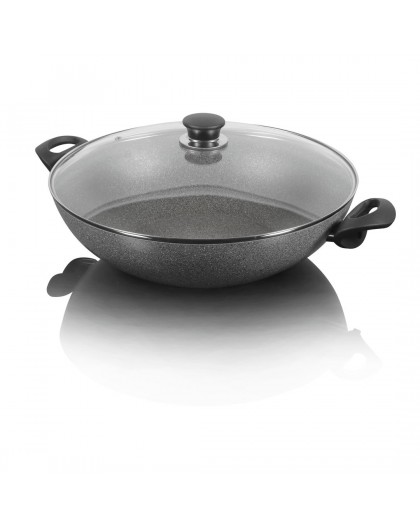 Granite induction wok with 2 handles and lid Ballarini Ferrara - 36 cm