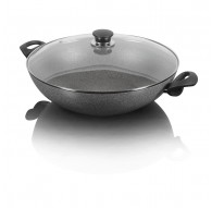 Granite induction wok with 2 handles and lid Ballarini Ferrara - 36 cm