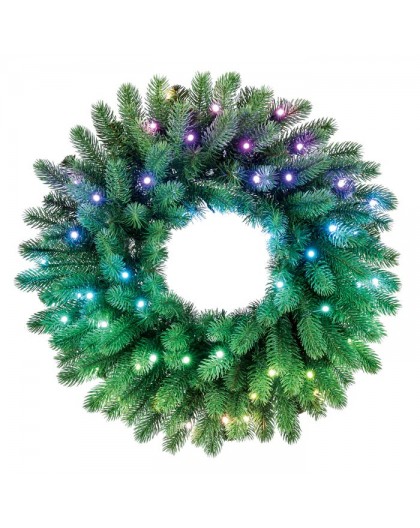 Twinkly pre-lit wreath 50 RGB LED Green wire Plug type C