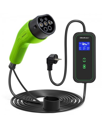 Qoltec Mobile charger for EV cars 2-in-1 Type 2 3.5 kW 230 V LCD