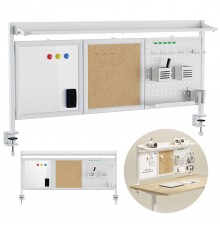 Ergo Office desk divider / organizer, max load 10kg, white and cork board, width 1250mm, white, ER-300 W