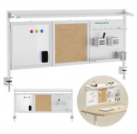 Ergo Office desk divider / organizer, max load 10kg, white and cork board, width 1250mm, white, ER-300 W