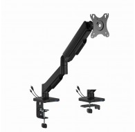 Gembird MA-DA1U-01 Adjustable desk display mounting arm with USB ports, 17”-32”, black