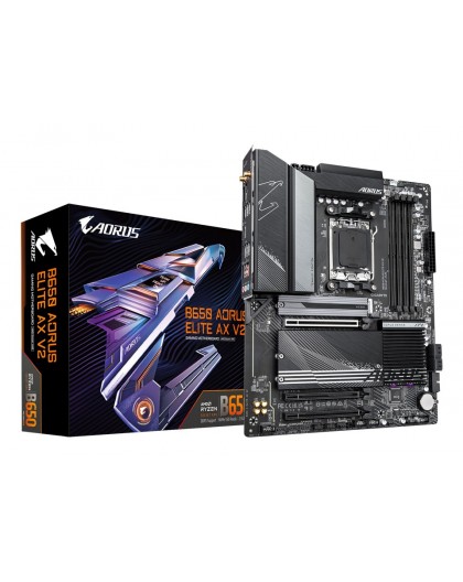 Gigabyte B650 AORUS ELITE AX V2 Motherboard - Supports AMD AM5 CPUs, 12+2+2 Phases Digital VRM, up to 8000MHz DDR5 (OC), 1xPCIe 