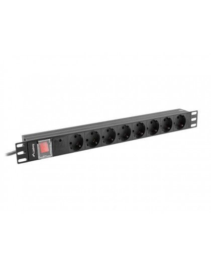 LANBERG POWER STRIP PDU RACK 19" (1U, 16A, 8X Shuko, 2m)