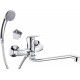 Wall-mounted washbasin mixer with extended spout - hose and shower set connection