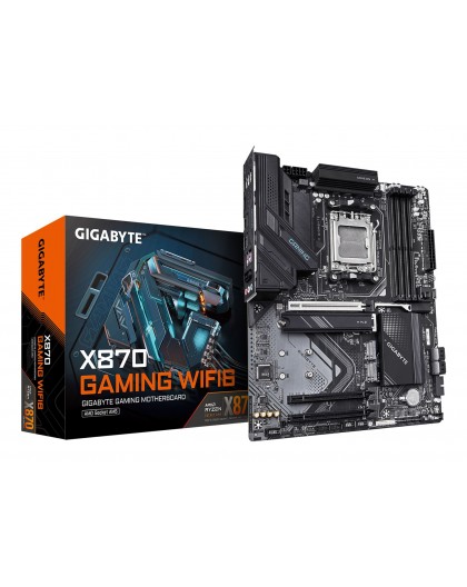 GIGABYTE X870 GAMING WIFI6 Motherboard - Supports AMD Ryzen 9000 CPUs, 8+2+2 phases VRM, up to 8000MHz DDR5 (OC), 1xPCIe 5.0 + 2