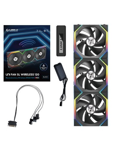 Lian Li UNI FAN SL Wireless ARGB PWM Fan, 3-Pack incl. Controller - 120 mm, black